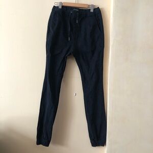 ZANEROBE Drop Crotch Slim Jogger Drawstring Pull On Pant Black Stretch Cotton